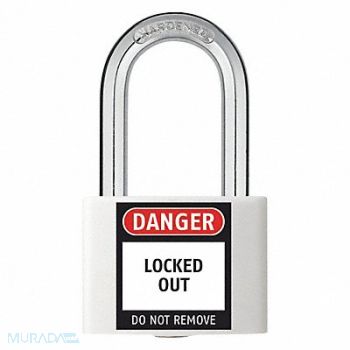 GRAINGER APPROVED J5186 Lockout Padlock KD White 2 H, 48JR46