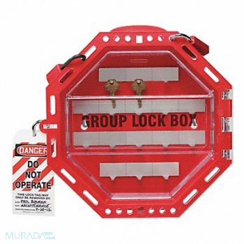 CONDOR Group Lockout Box 42 Padlocks Red 13in.H, 48KV16