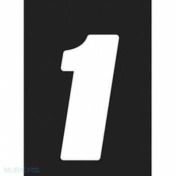 HARDLINE PRODUCTS Number Label Wht Vinyl 7in. H No 1 PK12, 48PH25