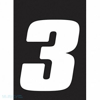 HARDLINE PRODUCTS Number Label Wht Vinyl 4 in H No 3 PK3, 48PG32