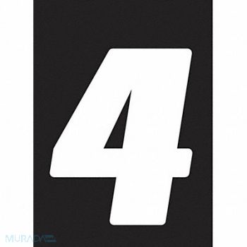 HARDLINE PRODUCTS Number Label Wht Vinyl 4 in H No 4 PK3, 48PG33