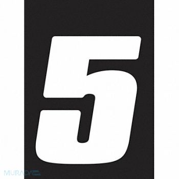 HARDLINE PRODUCTS Number Label Wht Vinyl 7in. H No 5 PK3, 48PH19