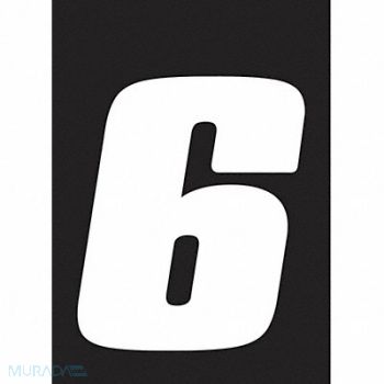 HARDLINE PRODUCTS Number Label Wht Vinyl 4 in H No 6 PK3, 48PG35