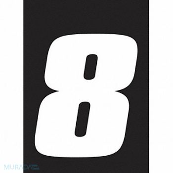 HARDLINE PRODUCTS Number Label Wht Vinyl 7in. H No 8 PK3, 48PH22