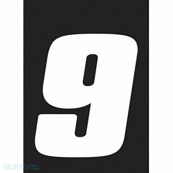 HARDLINE PRODUCTS Number Label Wht Vinyl 7in. H No 9 PK3, 48PH23