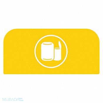 RUBBERMAID COMMERCIAL PRODUCTS Recycling Sign 8-1/2 H 1-25/32 W Ylw, 48RA61