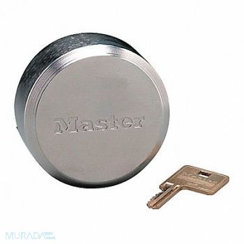 MASTER LOCK Keyed Padlock 1 23/32 in Round Silver, 48RG86