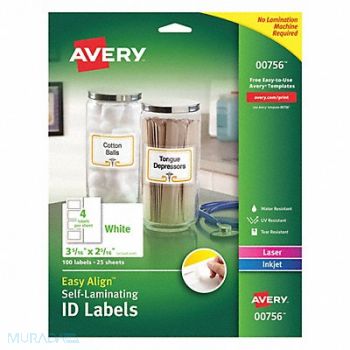 AVERY Lser/Inkjt Lbl 2-5/16 H 3-5/16 W PK100, 48RK10