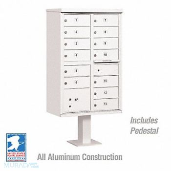 SALSBURY INDUSTRIES Cluster Box Unit White 14 Doors 18 in W, 48TJ75