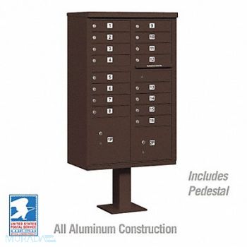 SALSBURY INDUSTRIES Cluster Box Unit Bronze 18 Doors 18in W, 48TJ77