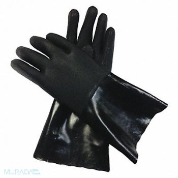 CONDOR J4876 Chemical Resistant Gloves XL PVC Blk PR, 48UN78
