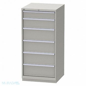 LISTA K3755 Mod Drawer Cab 60 H 6 Drawer Light Gray, 48UR83