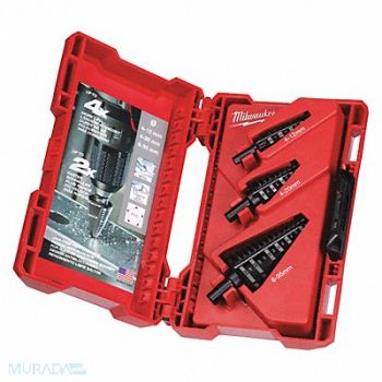 MILWAUKEE Step Drill Bit Set 33 Holes Size 3Pieces, 48UT25