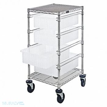 QUANTUM STORAGE SYSTEMS Mobile Bin Cart 45 in H Clear Bins, 48UX68