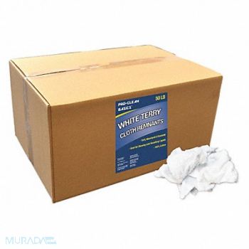 PROCLEAN BASICS White Terry Cloth Remnants 50 lb Box, 48UX83