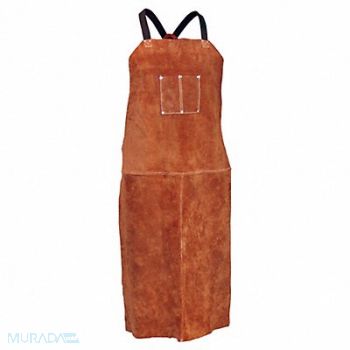 TILLMAN 24X42 Dk Brwn Lth Bib Apron, 48V584