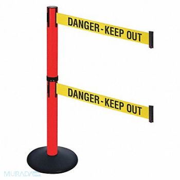 RETRACTA-BELT Barrier Post PVC Post Yellow/Black Text, 48VJ43