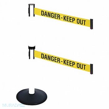 RETRACTA-BELT Barrier Post Black Yellow/Black Text, 48VJ71