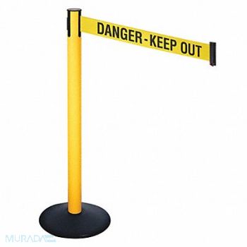 RETRACTA-BELT Barrier Post Ylw/Black Text 3 in Belt W, 48VK98