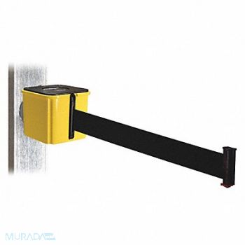 RETRACTA-BELT Belt Barrier Ylw Magnet Blk Belt 20ft L, 48VY07