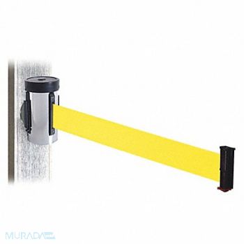 RETRACTA-BELT Belt Barrier Satin SS Yellow Belt 10ftL, 48VY55