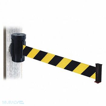 RETRACTA-BELT Belt Barrier Black Magnet Black/Ylw Belt, 48VY77