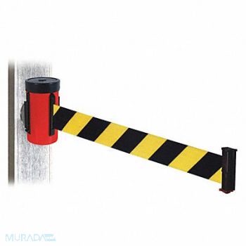 RETRACTA-BELT Belt Barrier Red Magnet Black/Ylw Belt, 48VY79