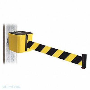 RETRACTA-BELT Belt Barrier Ylw Black/Ylw Belt 30 ft L, 48VY89