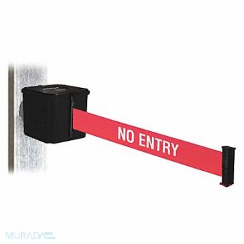 RETRACTA-BELT Belt Barrier Blk 4inH Rd/White Text Belt, 48VZ87