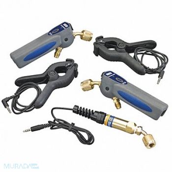 YELLOW JACKET Digital Pressure Temp Gauge 2 Valves, 48WE24