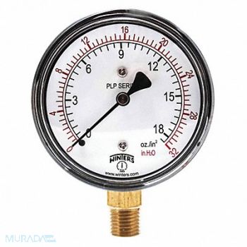 WINTERS K4546 Low Pressure Gauge Bottom 0 to 32 in H2O, 48WL71