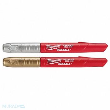 MILWAUKEE Industrial Marker Silver/Gold 0.05in PK2, 48XW19