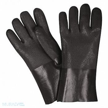 MCR SAFETY Chem. Resistnt Glovs L Blk PVC PK12, 48XW49