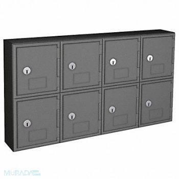 UNITED VISUAL PRODUCTS Locker 2x4Lckrs Gry/Blk 13.5 x24 x4, 48XW71