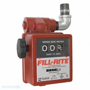 FILL-RITE Flowmeter 50 PSI 20 GPM 1 in Mechanical, 48YA47