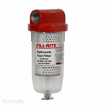 FILL-RITE Clear Bowl Filter 4-1/2 in L 50 psi, 48YA70