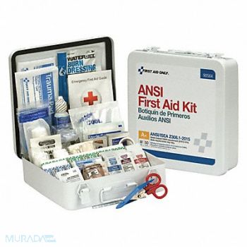 FIRST AID ONLY First Aid Kit 50 People Metal 183 Comp., 48ZE14