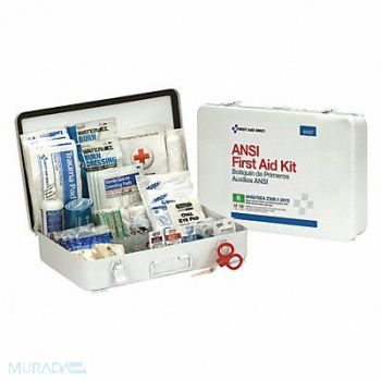 FIRST AID ONLY First Aid Kit 50 People Metal 199 Comp., 48ZE15