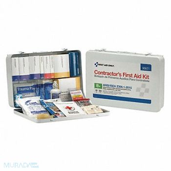 FIRST AID ONLY First Aid Kit 50 People Metal 254 Comp., 48ZE38