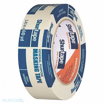 SHURTAPE Masking Tape 1 7/16 W 60 yd L Tan, 48ZT83