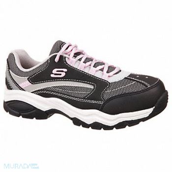 SKECHERS Athletic Shoe 5-1/2 M Blk/Gray Steel PR, 490C67