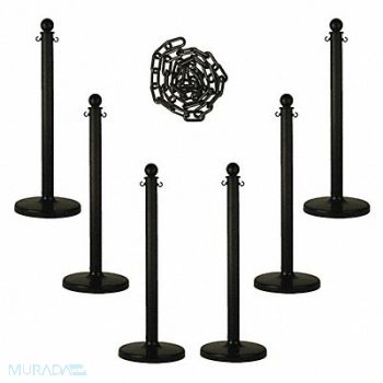 MR. CHAIN Barrier Post Kit 40 H Black Plastic Post, 490Z87