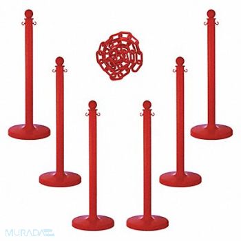 MR. CHAIN Barrier Post Kit 40 H Red Plastic Post, 490Z88