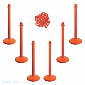MR. CHAIN Barrier Post Kit 40 H Safety Orange, 490Z89