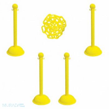 MR. CHAIN Barrier Post Kit 41 H Ylw Plastic Post, 490Z92