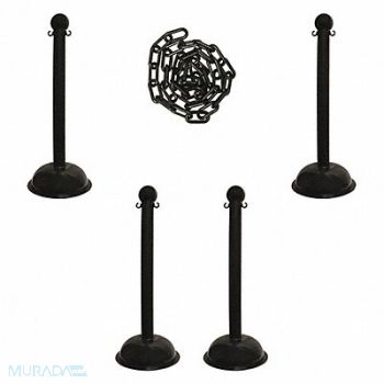 MR. CHAIN Barrier Post Kit 41 H Black Plastic Post, 490Z93