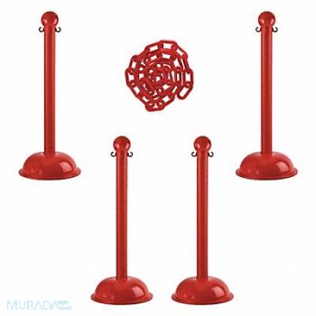 MR. CHAIN Barrier Post Kit 41 H Red Plastic Post, 490Z94
