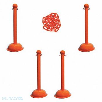 MR. CHAIN Barrier Post Kit 41 H Safety Orange, 490Z95
