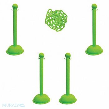 MR. CHAIN Barrier Post Kit 41 H Safety Green, 490Z96