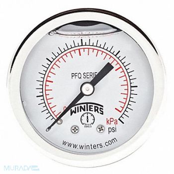 WINTERS K4539 Pressure Gauge 2 Dial Size Silver, 491F70